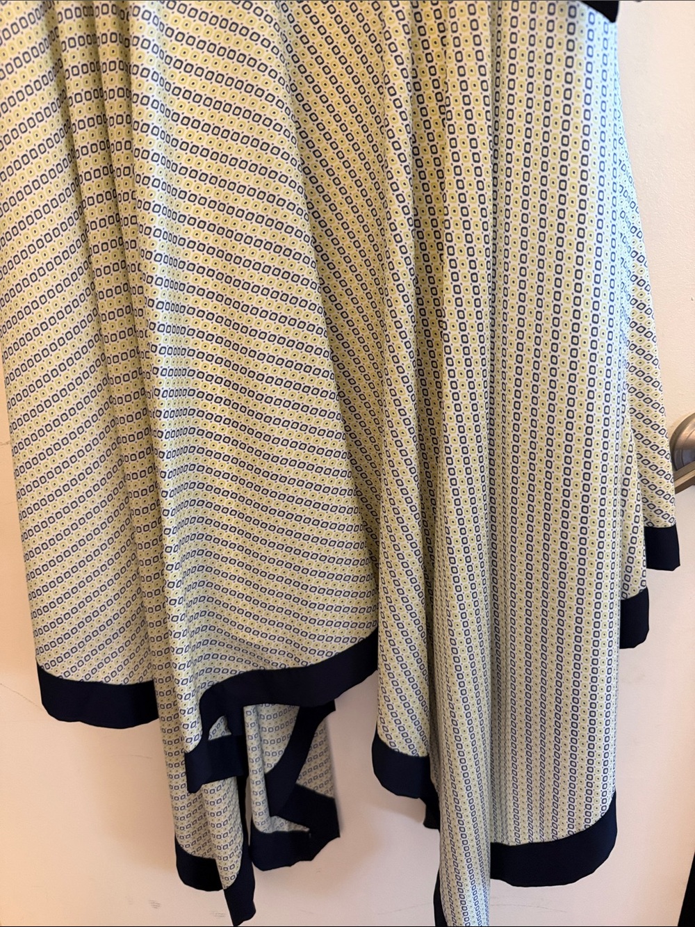 Banana Republic Blue and Cream Asymmetrical Wrap Dress - Picture 3 of 5